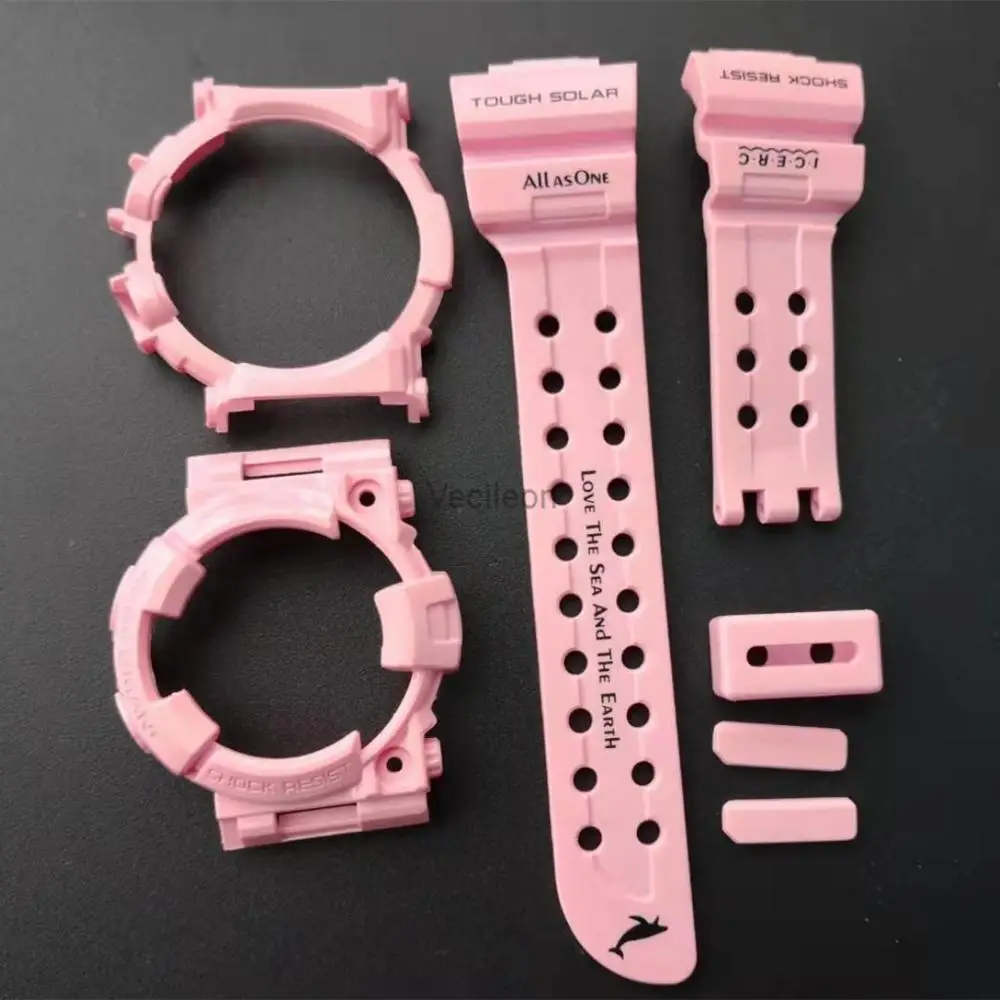 $22.4 Pink Silicone Rubber Watchband And Bezl For Gwf-1000 Watch Strap Watch Bands Case Cover Waterproof