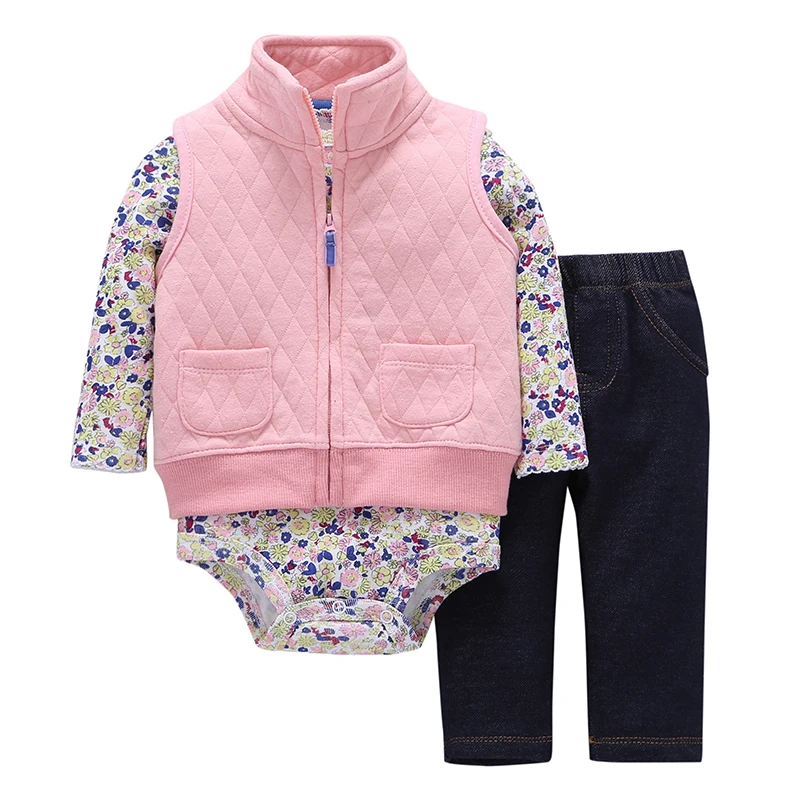Одежда для маленьких мальчиков одежда для малышей осенне-зимнее пальто с цветочным рисунком+ комбинезон в горошек+ штаны, 3 предмета, Одежда для младенцев Одежда для новорожденных девочек