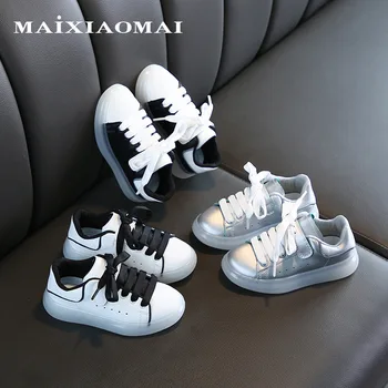 

EXCARGO Children Sneakes White Shoes Spring 2020 New Girl/boy Casual Shoes Jelly Soft Platform Sneakers For Children Sliver Shoe