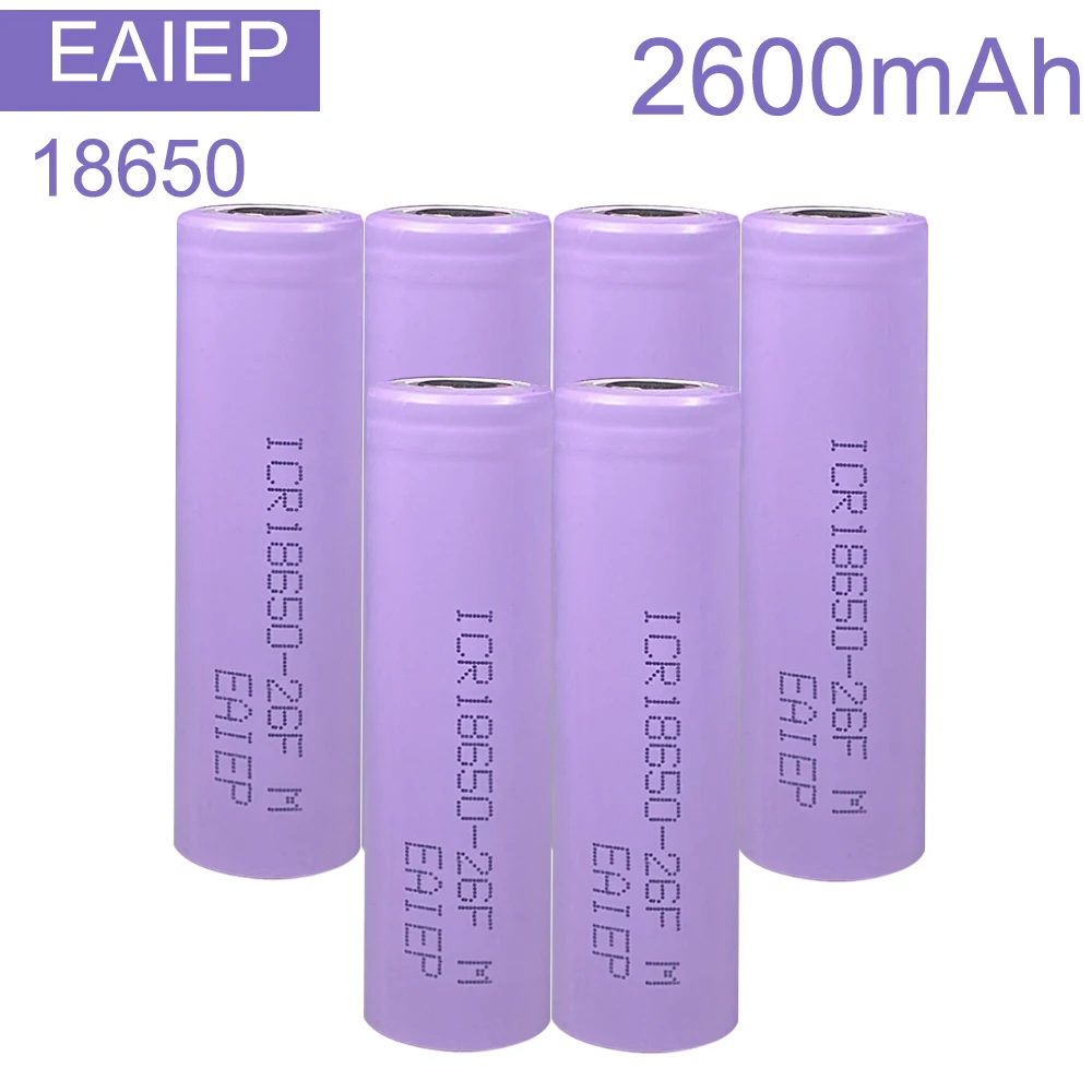 2-16 шт EAIEP 18650 3,7 v 2600mah 18650 литиевая аккумуляторная батарея для фонариков - Цвет: 6PCS 18650 Battery