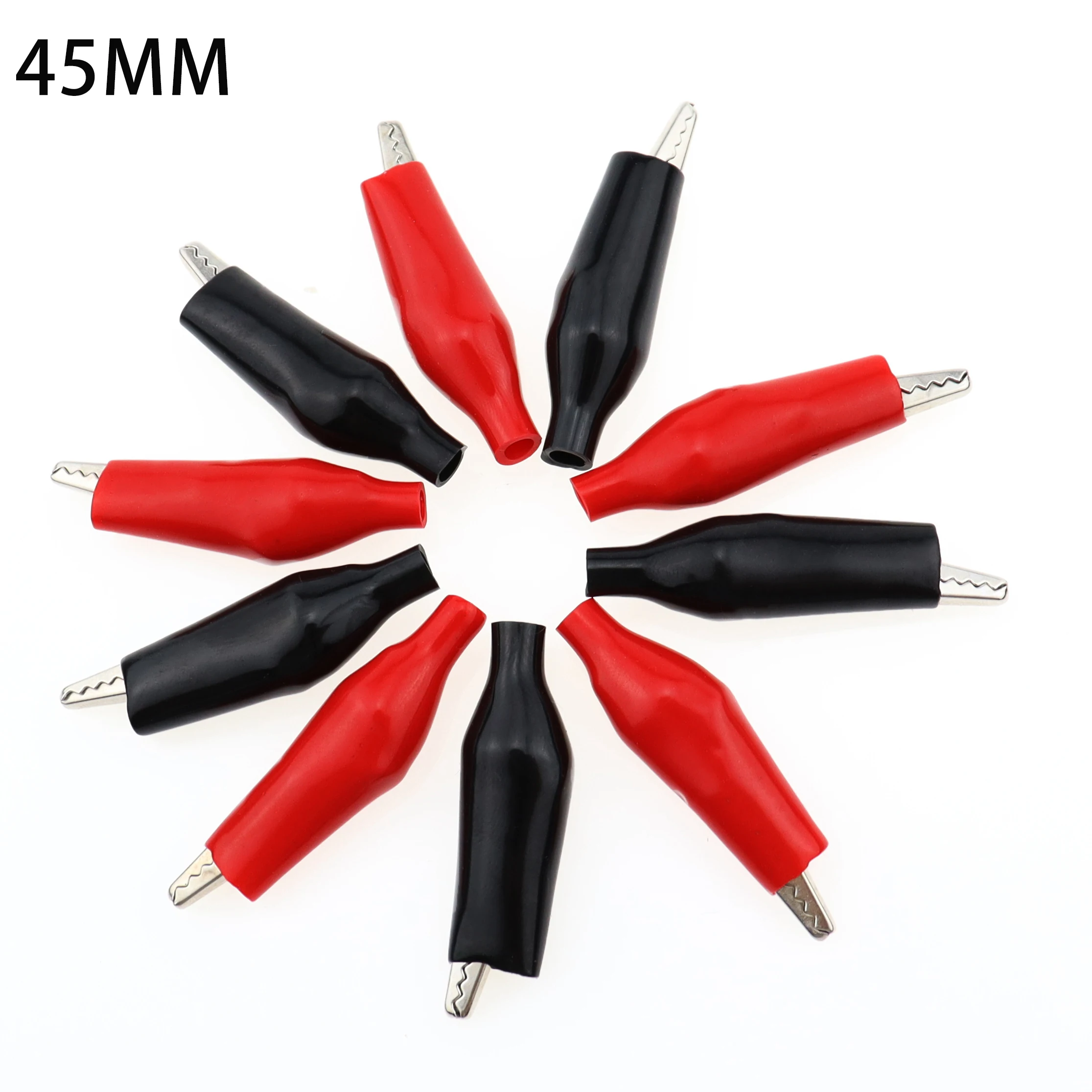 20pcs/lot 45MM Metal Alligator Clip G98 Crocodile Electrical Clamp for Testing Probe Meter Black and Red with Plastic Boot alligator clips test clip test hooks clips alligator clip adapter