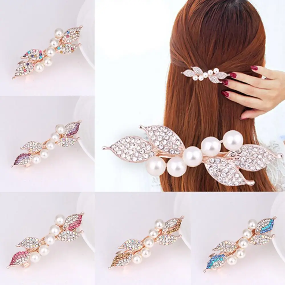 

1pcs Chic Fashion Elegant Girls Women Hairpin Hair Accessories Pearl Rhinestone Crystal Hair Clip Dropshipping