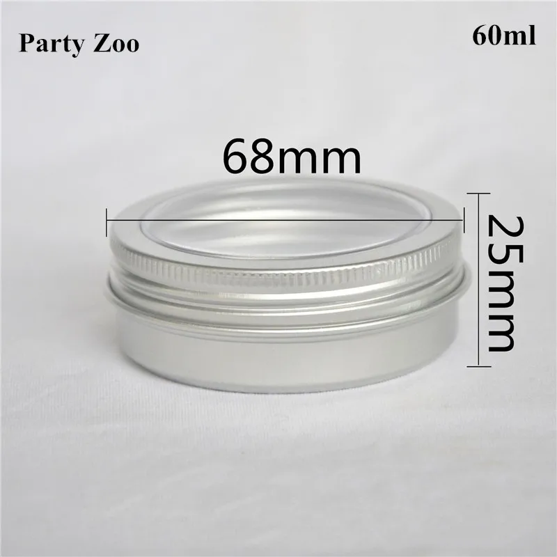 

100 X Aluminum Jar With Window 60ml Empty Storage Jars Cosmetic Containers With Lid Metal Pots