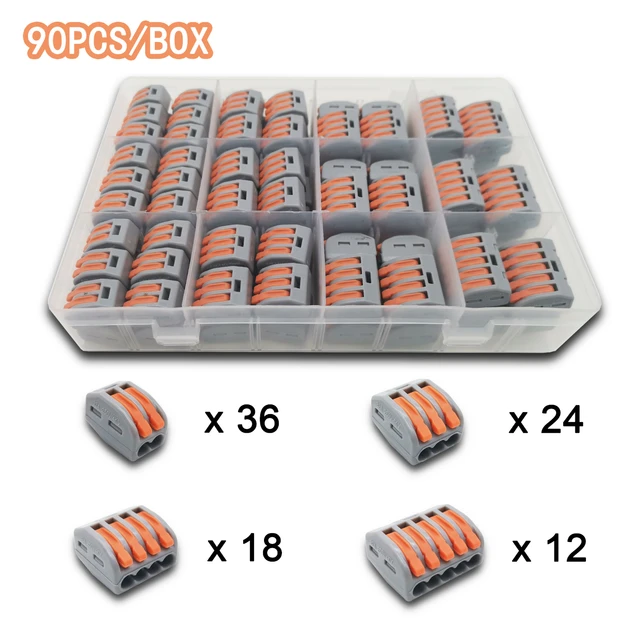 Mini Fast Boxed Wire Connector pin-222 Compact Conductor Spring Wiring Connector Conductor Push-in Terminal Block 90A