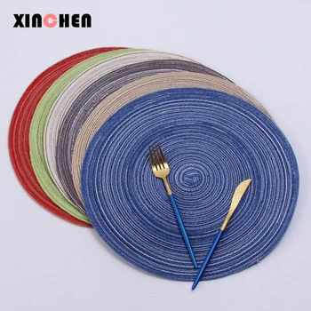 

Nordic cotton yarn round dining table mat Western place mat handmade anti-slip soup plate bowl mat cup insulation pad XINCHEN