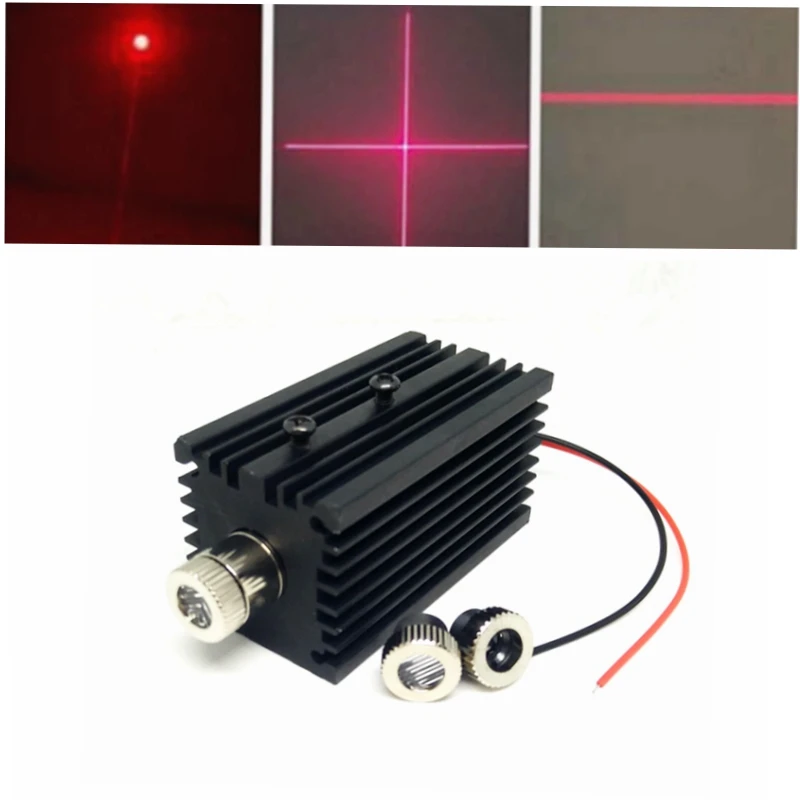 Focusable 650nm 200mW Red Laser Diode Module Dot Line Cross Shape 12x40mm with 32x32x62mm Heatsink