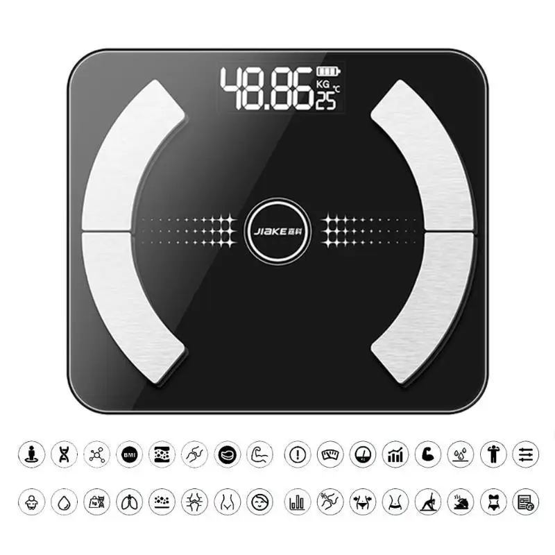 Весы для ванной с Bluetooth, зарядка через usb, Цифровые Смарт-весы для голоса и жира, красивый внешний вид, новая функция