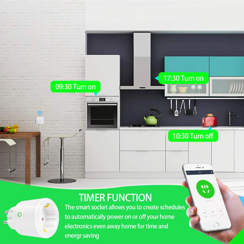 Умная вилка 16А Wifi умная розетка Tuya Smart Life приложение ЕС работает с Alexa Google Home|Умные