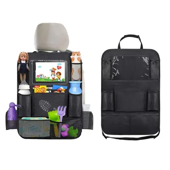 

Universal Car Back Seat Organiser Travel Storage Bag with 9 Storage Pockets for Cup and Paper iPad Touch Screen Tablet Holder
