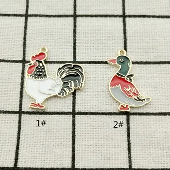 

10pcs cock and duck enamel charm jewelry accessories earring pendant bracelet necklace charms diy finding