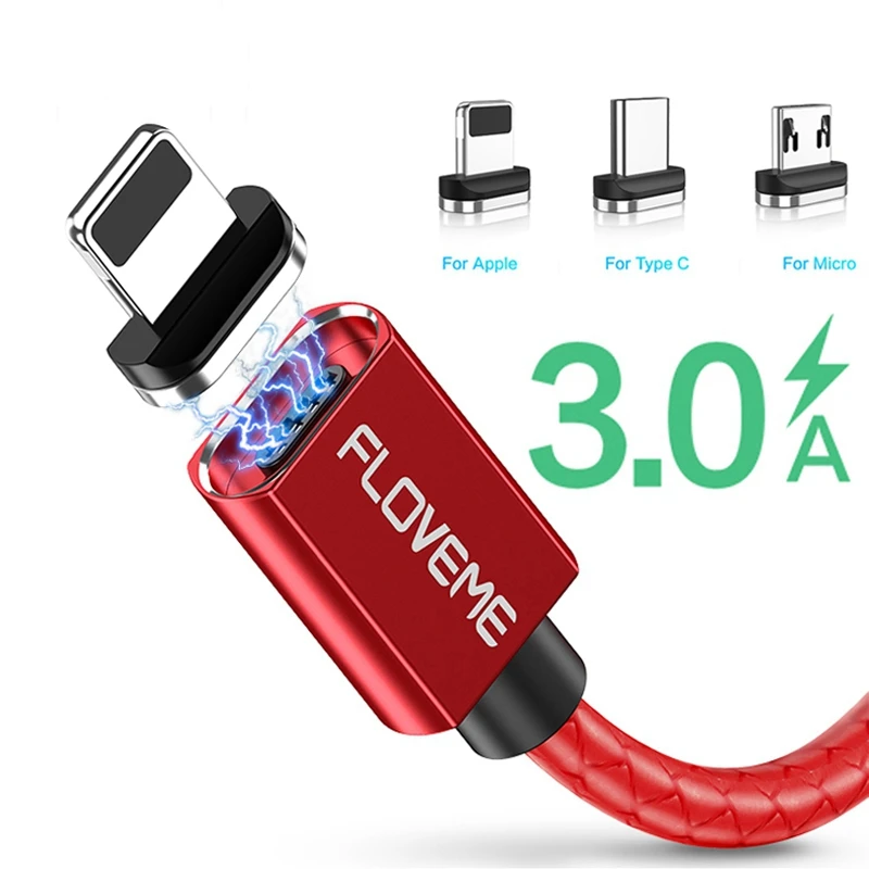 FLOVEME 3A магнитная зарядка с разъемом микро-USB типа C для айфона 1м Быстрая зарядка USB C Телефон магнитный кабель устройст