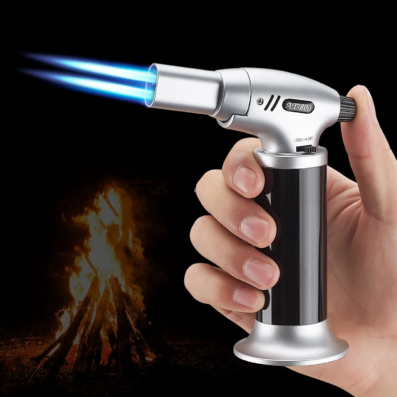 

Windproof Gas Lighters BBQ Kitchen Metal lighter Two Turbo Butane High Firepower Jewelry Welding Jet Lighter Camping Survival
