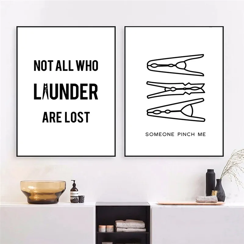 Laundry-Signs-Wall-Art-Canvas-Painting-Poster-Print-Black-White-Wash-Dry-Fold-Repeat-Molecular-Picture (1)