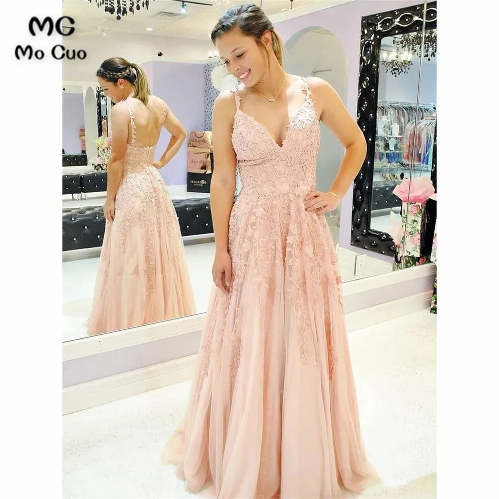 

Elegant Puffy Prom dress Long Evening Gown V-Neck Tulle Vestido de festa Spaghetti Straps prom dresses Custom Made