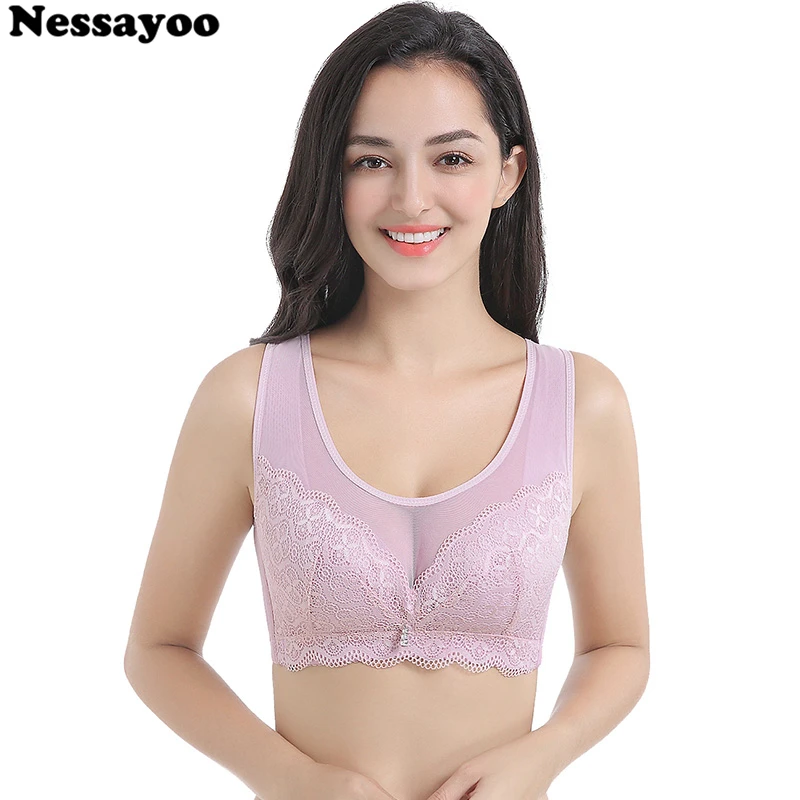

New Women Full Cup Bra Crop Tops BH Sexy Lace Floral Bra Wide Shoulder Strap Lingerie Push Up Bras for Women Underwear Brassiere