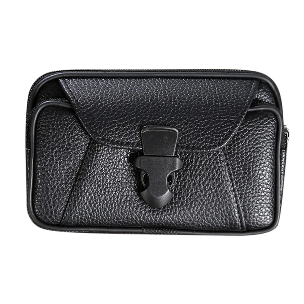 

Men's Coin Purse Top Layer Leather Lychee Pattern Solid Color Buckle Small Wallet Leather Wallet Outdoor Fashion Leather Wallet