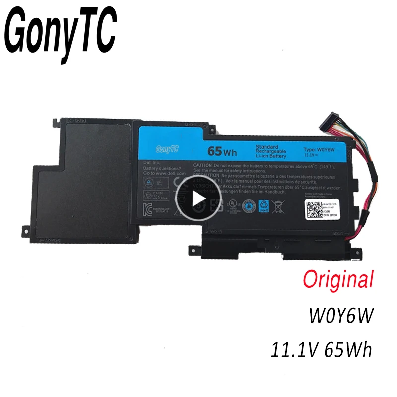 GONYTC W0Y6W Оригинальный аккумулятор для ноутбука Dell Latitude XPS 15 L521X WOY6W 9F233 3NPC0 планшет 11 1