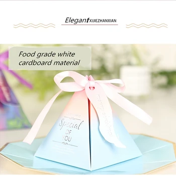 

New Europe Triangular Pyramid Style Candy Box Chocolate Bag Wedding Favors Birthday Party Baby Shower Supplies Paper Gift Boxes