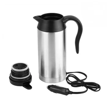 

12V 750ml Stainless Steel Car Electric Heating Mug Drinking Cup Travel Kettle Water Boiler for Water Tea Coffee Milk