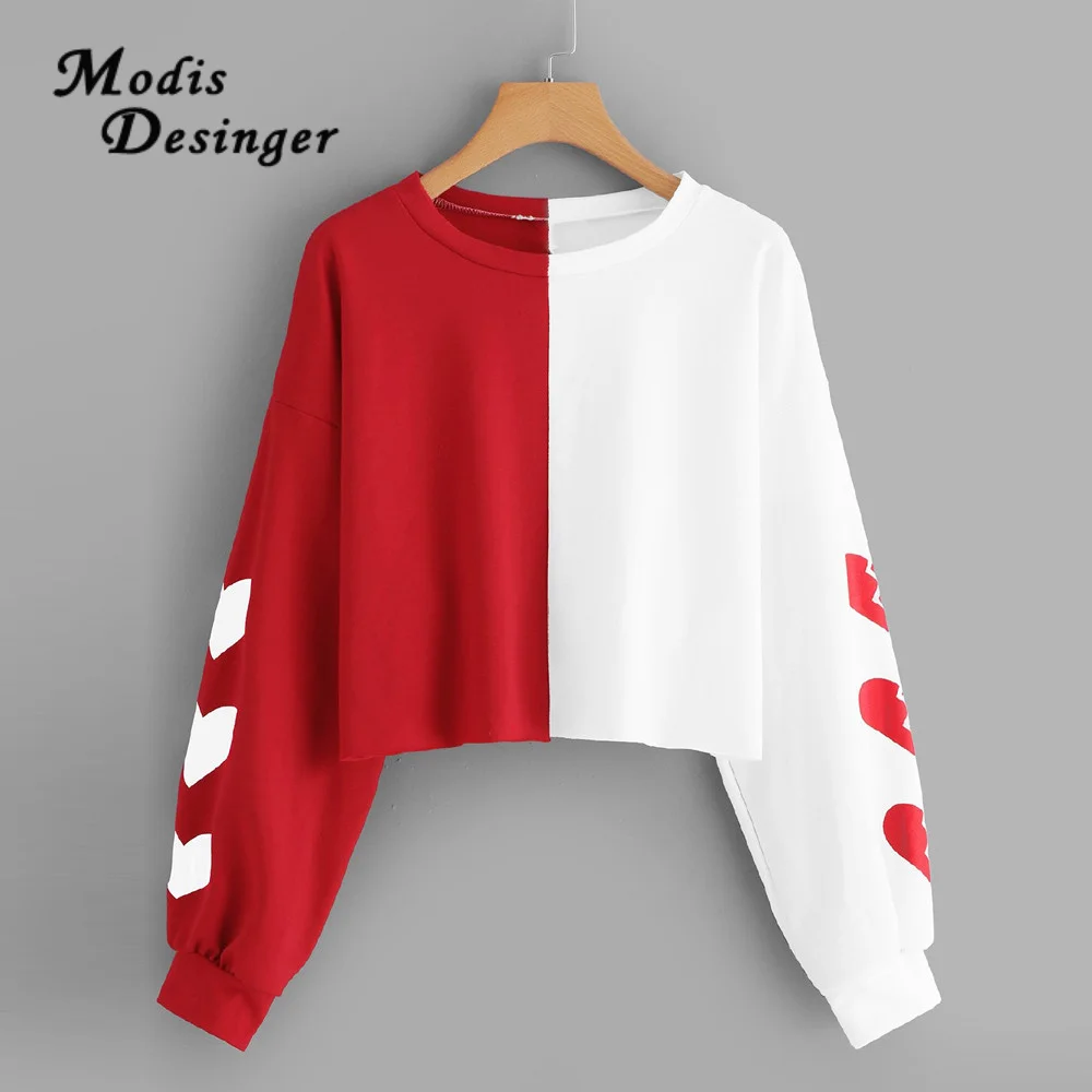 red and white cropped hoodie