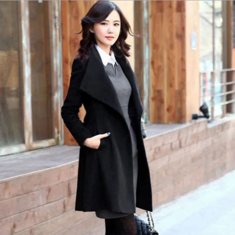 Корейское женское кашемировое пальто, Женский Осенний длинный тонкий кардиган, особенно для женщин, зимние длинные пальто, толстое теплое Женское пальто
