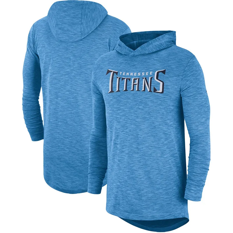 Теннесси Американский футбол толстовка Titans светильник синий Sideline Slub представление с капюшоном с длинным рукавом Толстовка