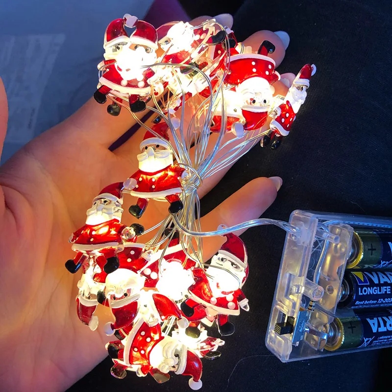 2M Christmas Santa Claus Snowman Snowflake Xmas Tree LED Light String Garland Ornament Christmas Home Decorations New Year Gift