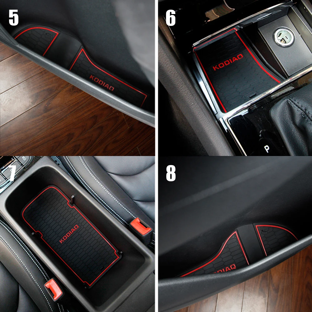 For 2017 2018 2019 Skoda Kodiaq Car Groove Gate Slot Armrest Storage Rubber Non-slip Cup Mat Car Styling Interior Accessories For 2017 2018 2019 Skoda Kodiaq Car Groove Gate Slot Armrest Storage Rubber Non-slip Cup Mat Car Styling Interior Accessories