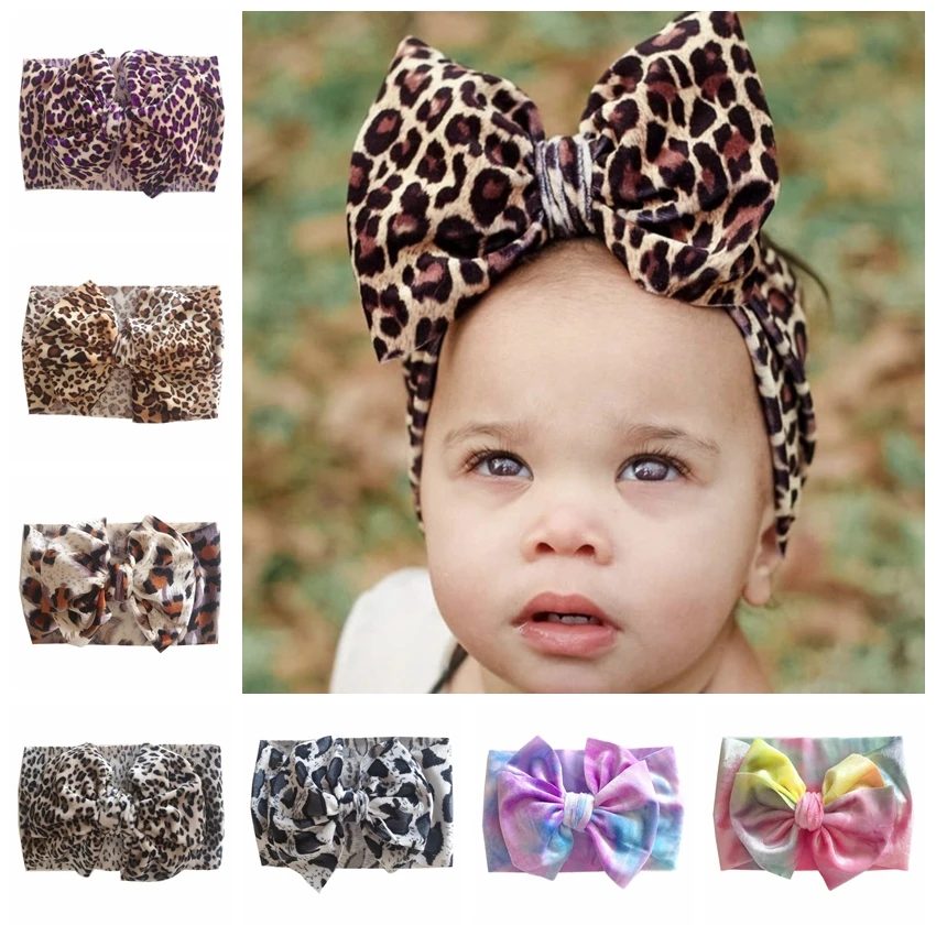 cute baby accessories Fashion Leopard Printed Kids Headband Newborn Infant Toddler Bows Wide Headwraps Baby Girls Turban Headwear Photo Props Baby Accessories cute	