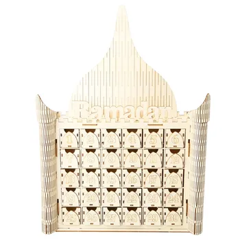 

1PCS Eid Sign Advent Calendar Countdown House Drawer Party Wedding DIY Decoration 2020 New Arrival Home Wooden Decoration