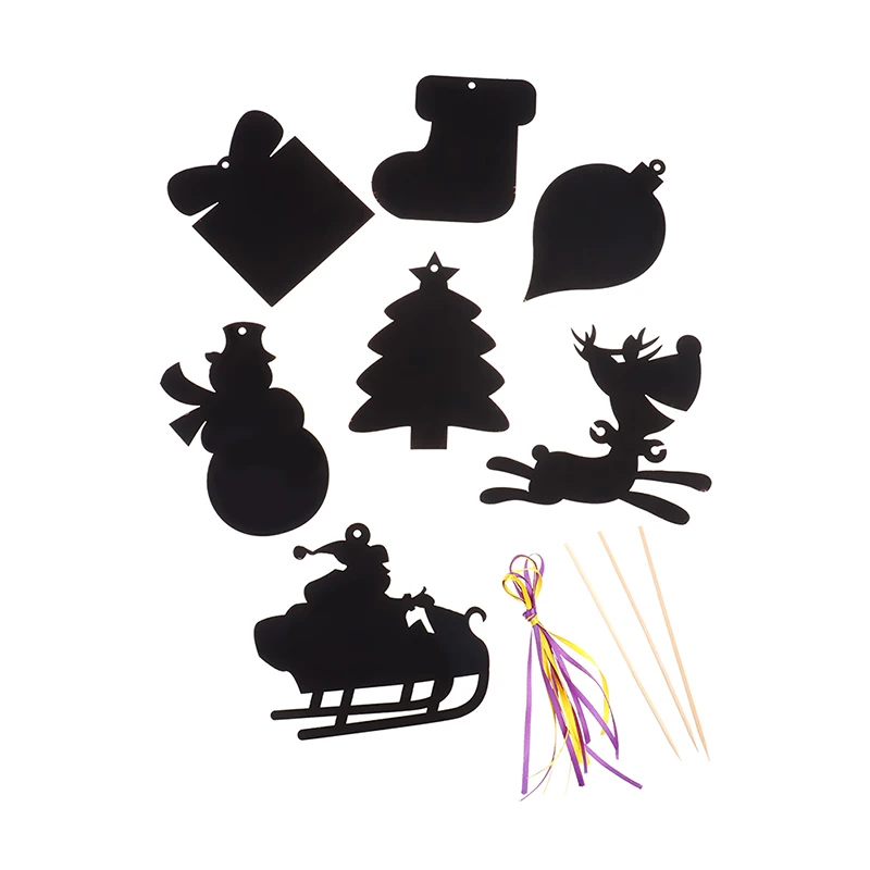 24 шт. Волшебная цветная скретч-карта, художественная бумага, цветные сверкающие карты, соскабливающая игрушка для рисования детей, Рождественская елка, украшения для скретч