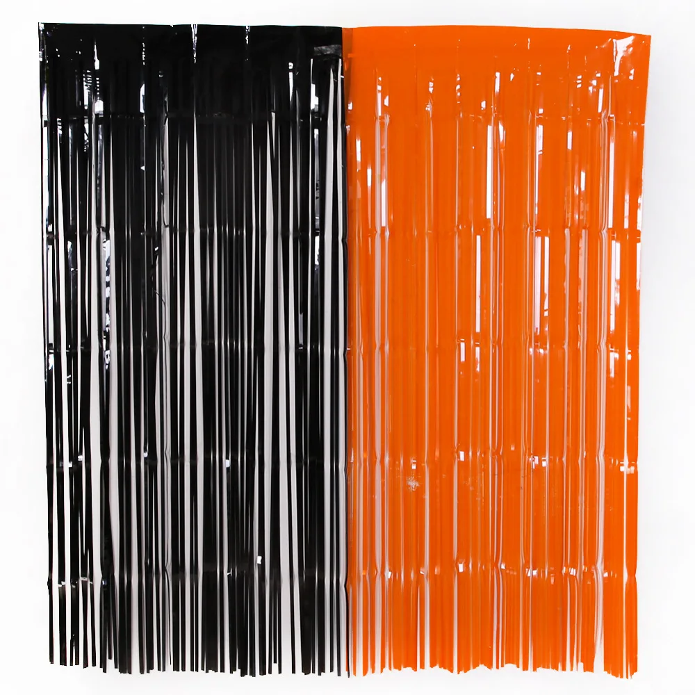 

0.5M*1M New Halloween Party Backdrop Orange Black Foil Curtain Halloween Photo Booth Backdrop Curtain Halloween Background