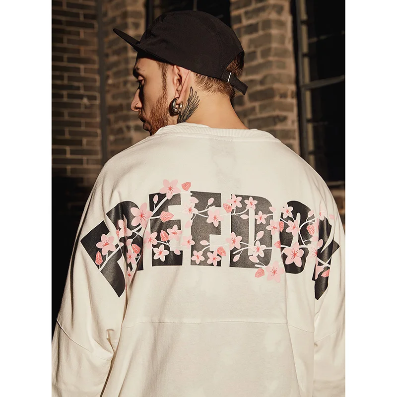  2019 Harajuku Freedom Sakura Sweatshirt Pullover Hip Hop Streetwear Mens Hoodie Sweatshirts Oversiz