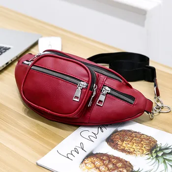 

Women Fanny Pack Female PU Leather Waist Bag Belt Bag Travel Hip Bum Pocket Waterproof Festival Party Sling Chest Daypack