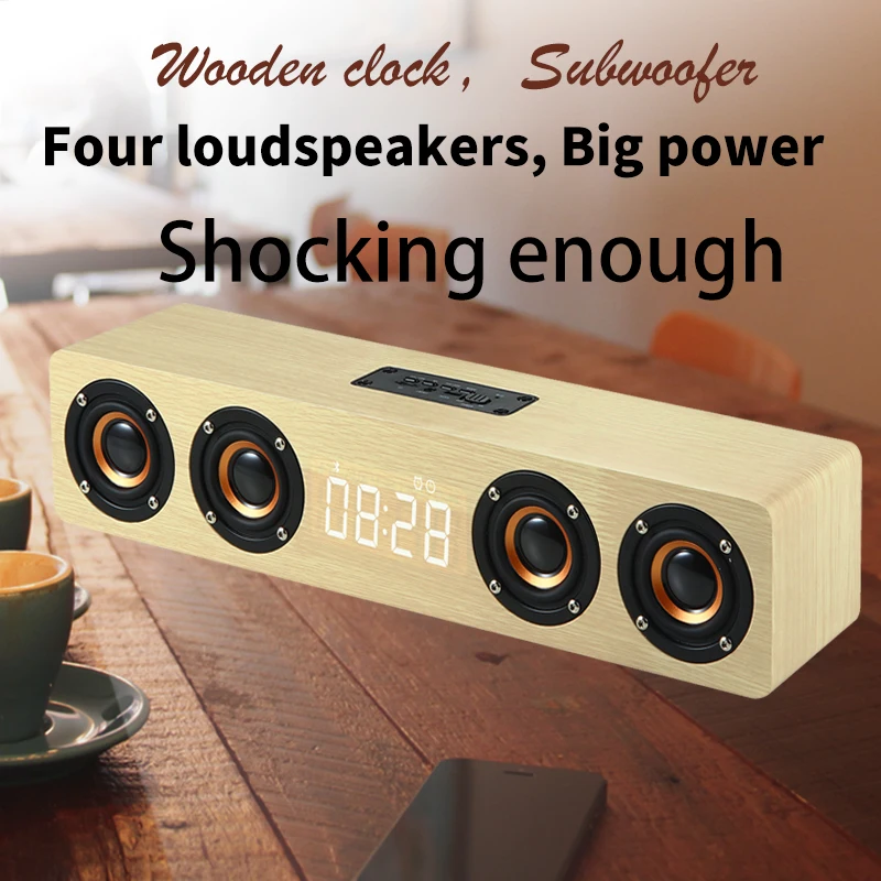 Centro de Música Alto-falante Portátil Bluetooth Poderosa Coluna Home Theater Relógio Alarme Computador Soundbar Subwoofer Boom Box - Image 5