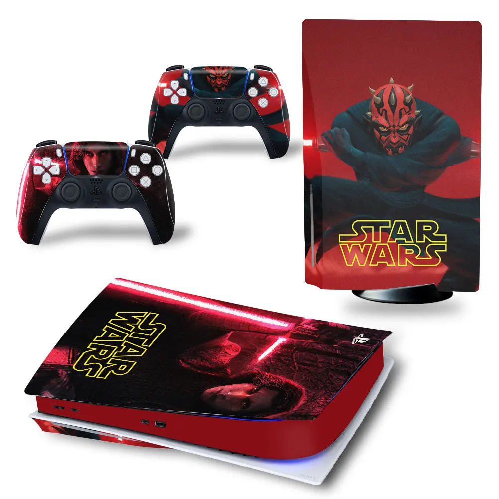 Darth Vader Iron Man PS5 Disk Skin Sticker Decal Cover for PlayStation 5 Console and 2 Controllers PS5 Disk Skin Sticker Vinyl 