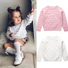 От 6 месяцев до 5 лет однотонные свитера для маленьких девочек; осенне-зимняя одежда; пуловер с длинными рукавами; вязаные свитера; теплая детская одежда для девочек