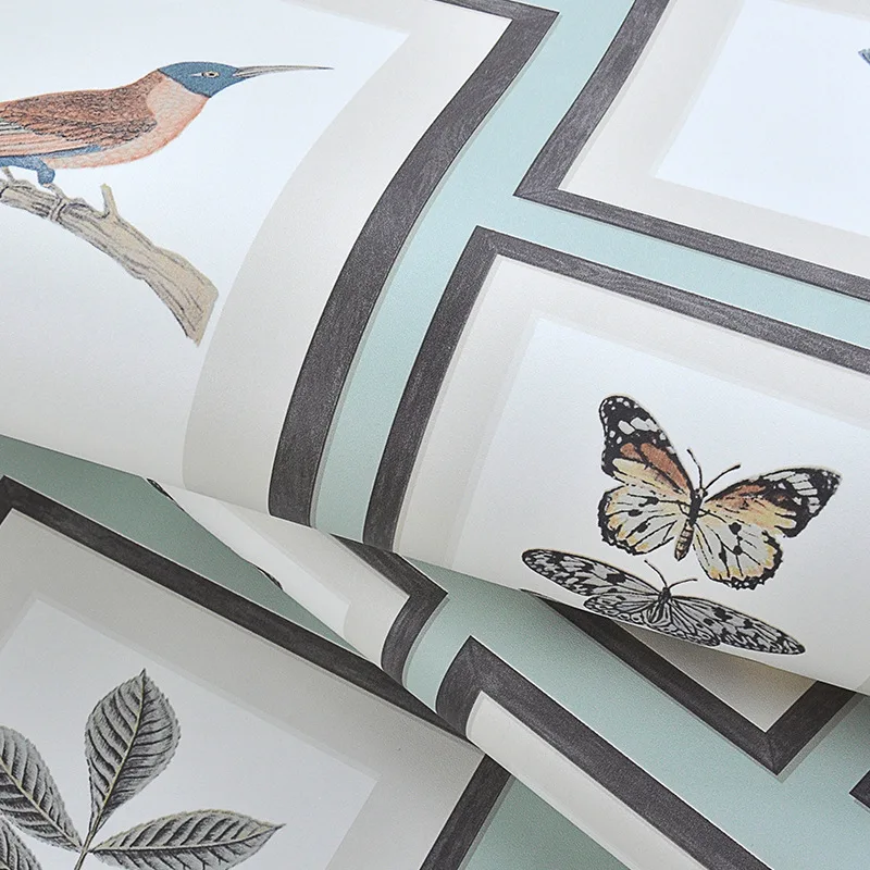 

American Vintage Rustic Wallpapers Decor Home Bird Butterfly Papel Murals Photo Frame Wall Paper Roll For Bedroom Walls Behang