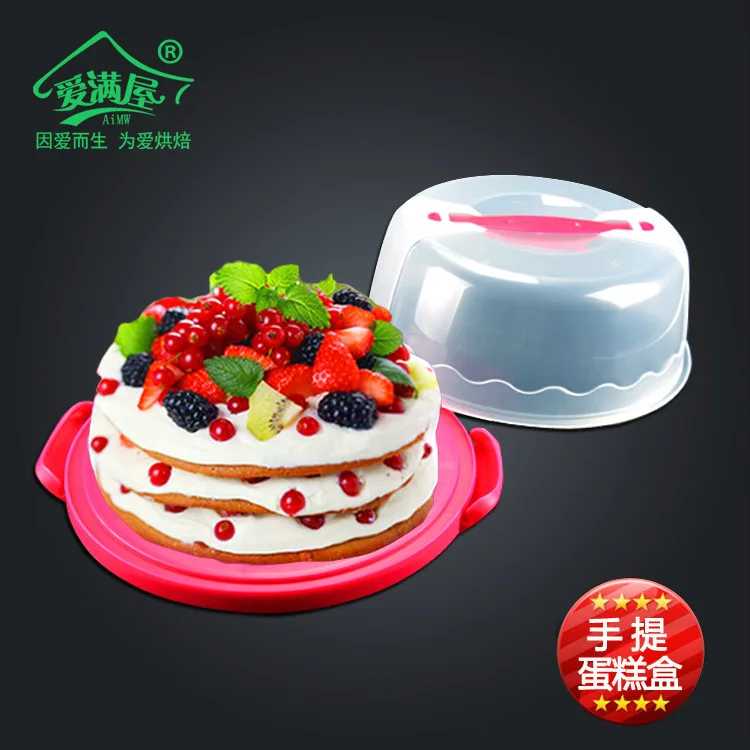 AMW Trash Belt Buckle up And down Cover Plastic Circle Cake Box Transparent Thick Cake Box