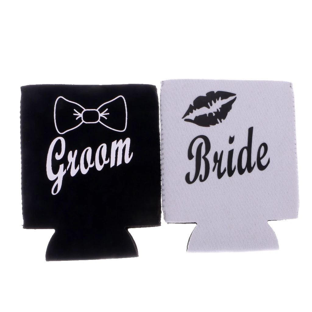 Bride Groom Drink Beverage Stubby Beer Can Cooler Insulator Cosy Holder