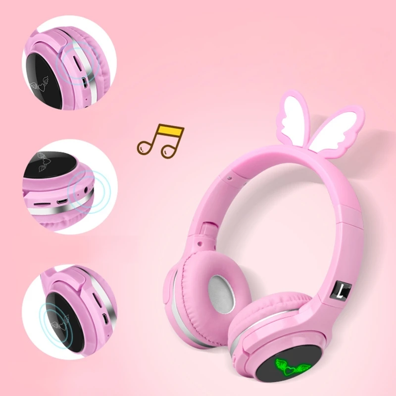 Seven color LED Cartoon Wireless Bluetooth Headset Luminous Effect Headphones With Microphone Music Headphones Kids Gift Seven c