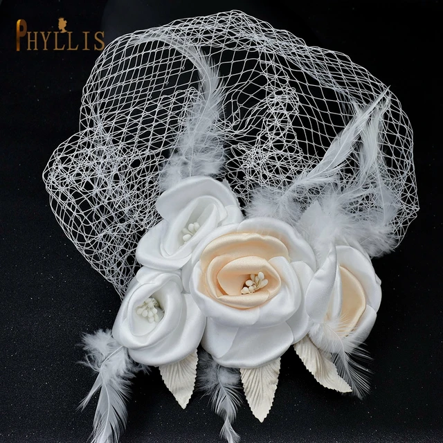 JM01 Trendy Birdcage Veil Blusher Veil Wedding Fascinator Hair Accessories Flower Bride Headband Veil Bridal Headwear Face Veils JM01