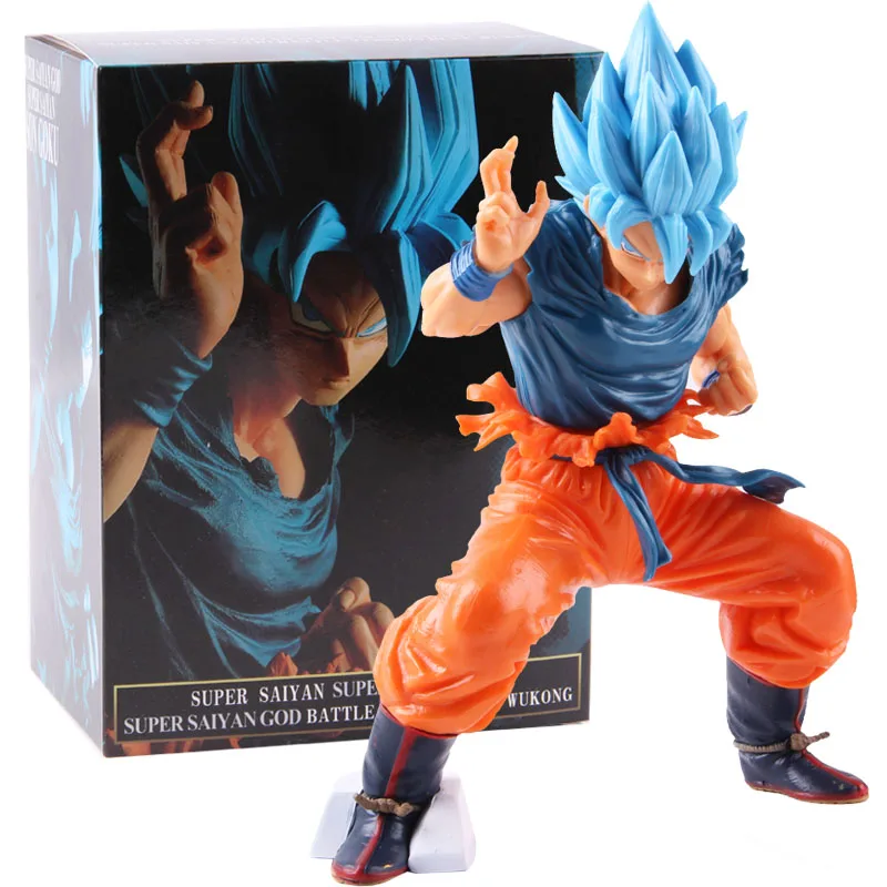 Dragon Ball Z Super Saiyan Super Masterlise God Blue Son Goku ПВХ Фигурка «Гоку в действии» Коллекционная модель игрушки - Цвет: A with colorful box