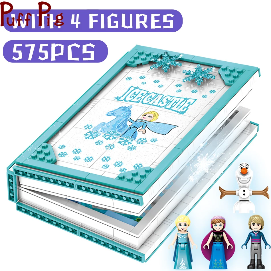 

575pcs Pop-up 3D Frozened Movie Story Book Building Blocks Legoingly Friends Ice Snows Princess Toy For Girls Figures Bricks