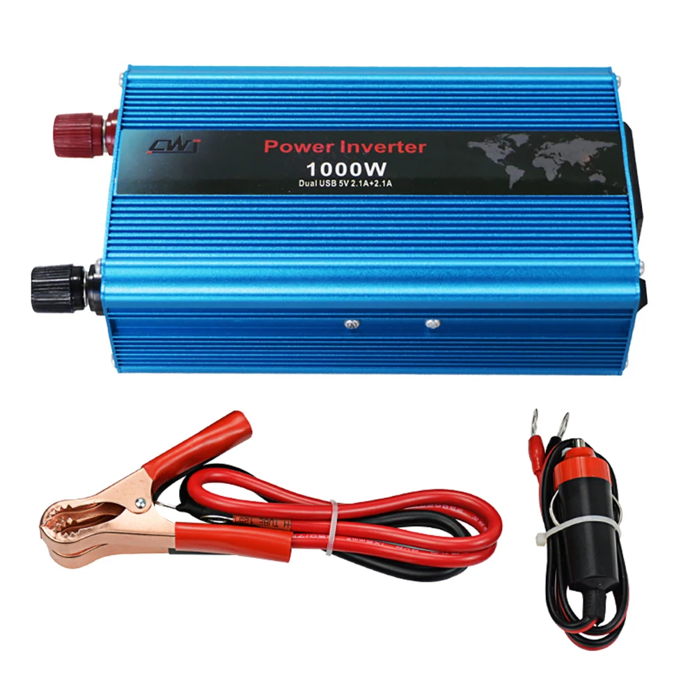 1000W солнечный DC 12 V/24 V к AC 110 V/220 V модифицированный синусоидальный автомобильный преобразователь