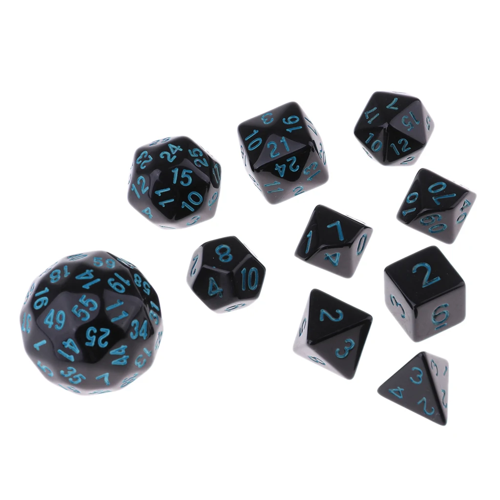 10 Pieces Acrylic Polyhedral Dice for Dungeons and Dragons Dice Casino Party Game