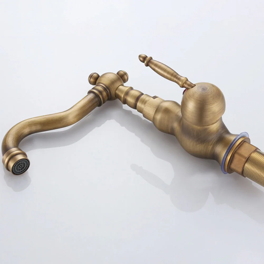 Hause 360 Swivel Antike Messing Zubehör Küche Wasserhahn Feste Waschbecken Einziges Loch Mischbatterie Retro Multifunktions Waschbecken Bad Hause 360 Swivel Antike Messing Zubehör Küche Wasserhahn Feste Waschbecken Einziges Loch Mischbatterie Retro Multifunktions Waschbecken Bad