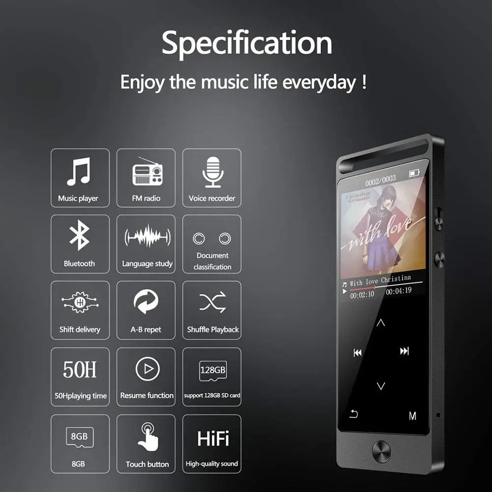 Новейший оригинальный MP3 плеер BENJIE S8 Bluetooth 8 ГБ высокое качество звука музыкальный