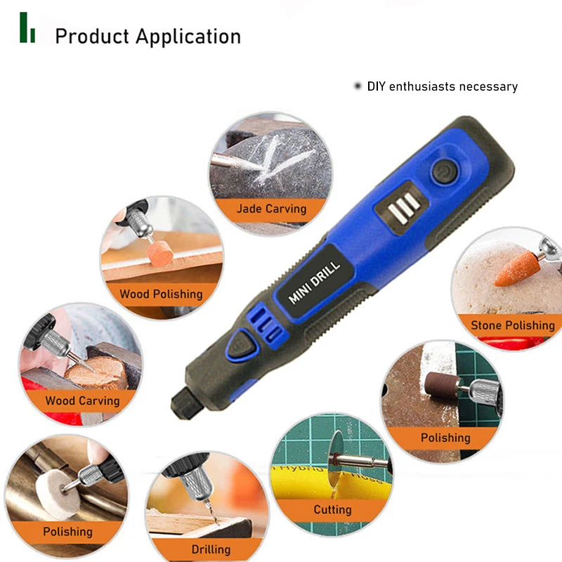 무선 미니 드릴 조각 펜, Dremel 도구 액세서리 세트, 조정 가능한 연삭 3.6V, 다기능 홈 DIY