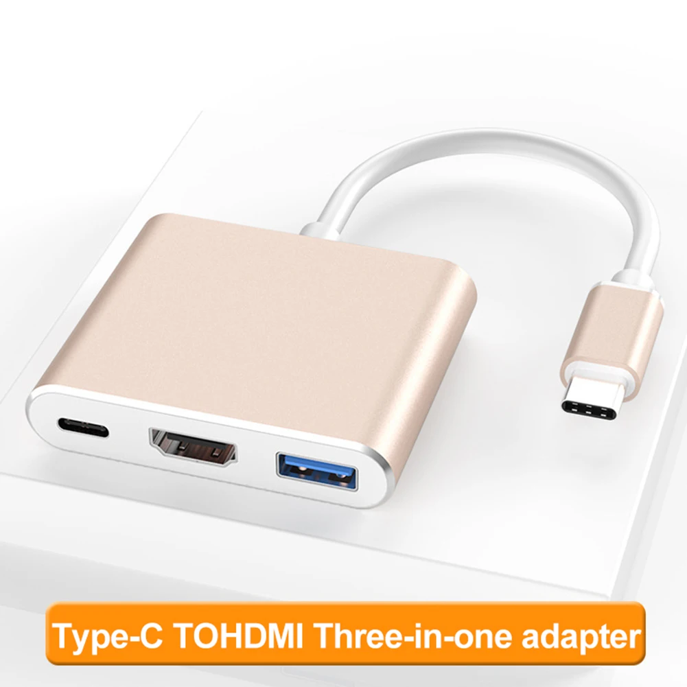 3 в 1 портативный type-C штекер к HDMI USB 3,0 Женский Кабельный адаптер-переходник шнур